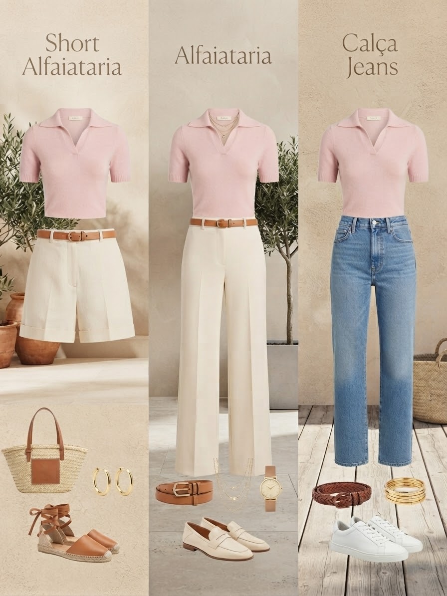 Camisa Polo de Tricô Rosa - Imagem 2